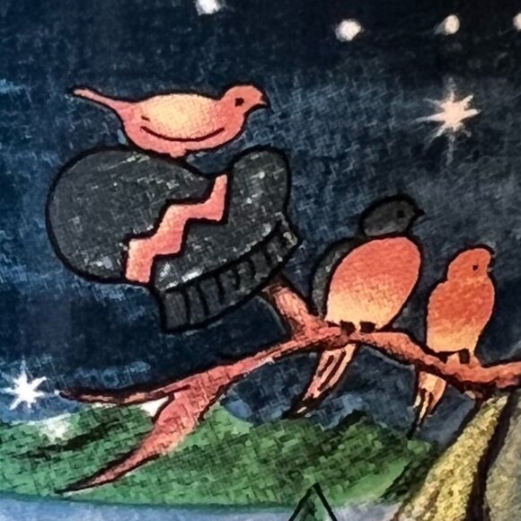 Snowman with Birds on a Starry Winter Night  Ceramic Mug ~ Snowflakes - Picture 3 of 9